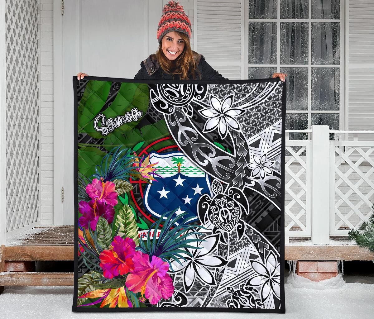 Samoa Premium Quilt - Turtle Plumeria Banana Leaf