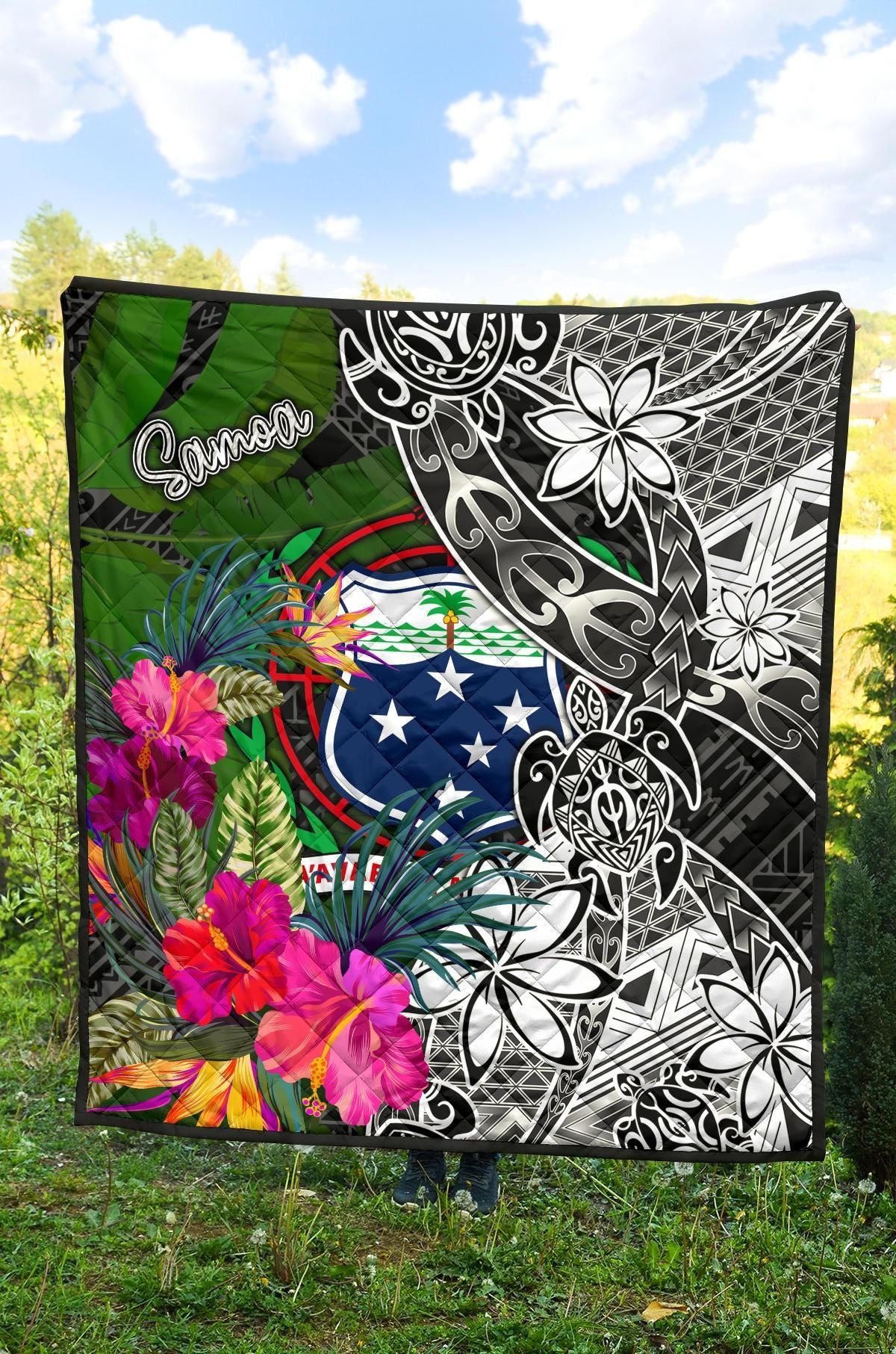 Samoa Premium Quilt - Turtle Plumeria Banana Leaf