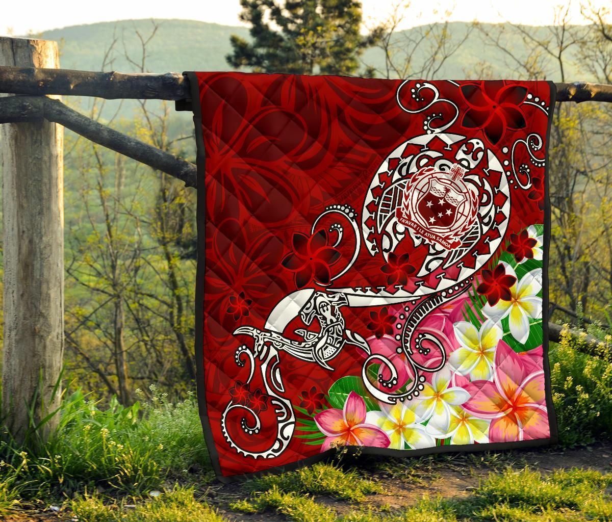 Samoa Premium Quilt - Turtle Plumeria (Red)