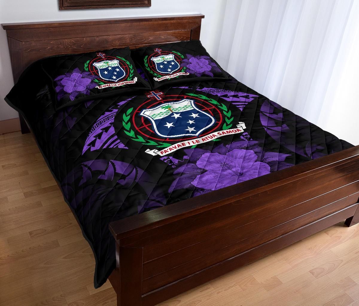 Samoa Polynesian Quilt Bed Set Hibiscus Purple