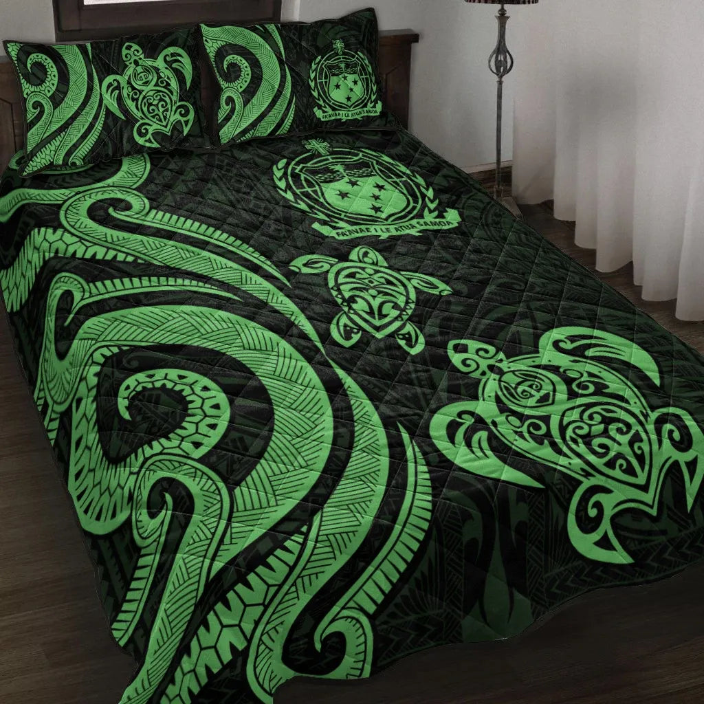 Samoa Quilt Bed Set - Green Tentacle Turtle