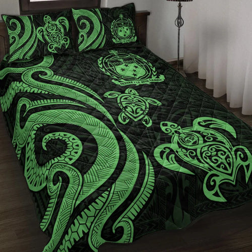 Samoa Quilt Bed Set - Green Tentacle Turtle