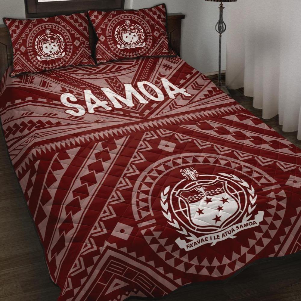 Samoa Quilt Bed Set - Samoa Seal In Polynesian Tattoo Style (Red)