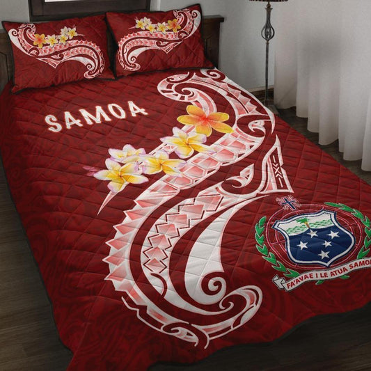 Samoa Quilt Bed Set - Samoa Seal Polynesian Patterns Plumeria