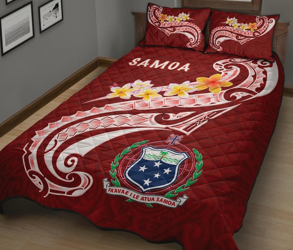 Samoa Quilt Bed Set - Samoa Seal Polynesian Patterns Plumeria