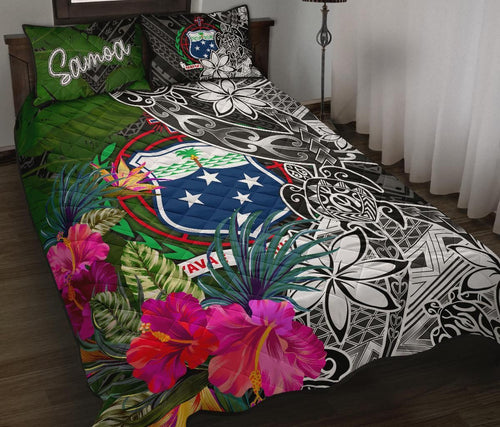 Samoa Quilt Bed Set - Turtle Plumeria Banana Leaf