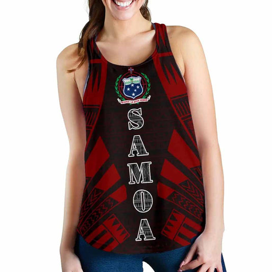 Samoa Women Racerback Tank - Polynesian Tattoo Red