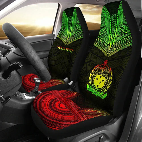Samoa Custom Personalised Car Seat Cover - Samoa Coat Of Arms Polynesian Chief Tattoo Reggae Version