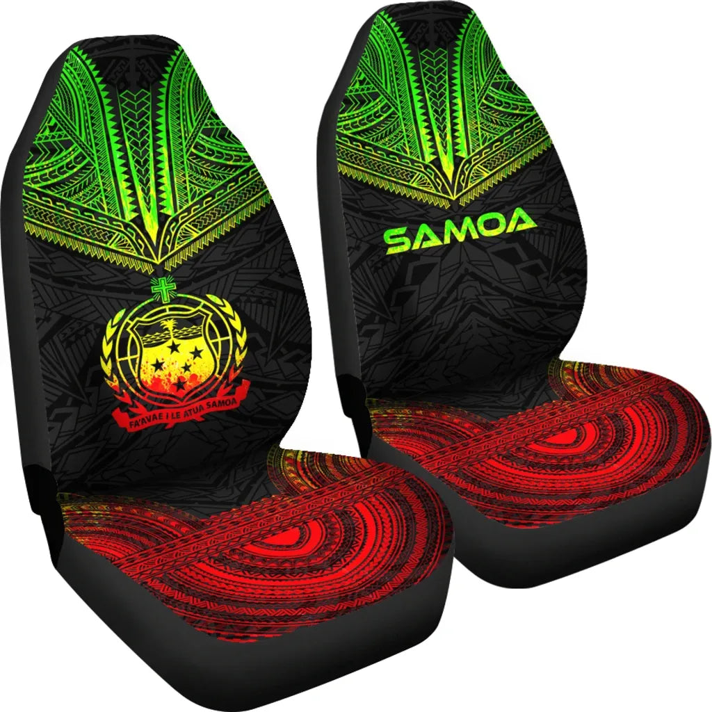 Samoa Car Seat Cover - Samoa Coat Of Arms Polynesian Chief Tattoo Reggae Version