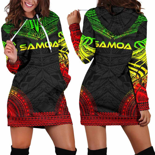 Samoa Female Hoodie Dress - Polynesian Reggae Chief