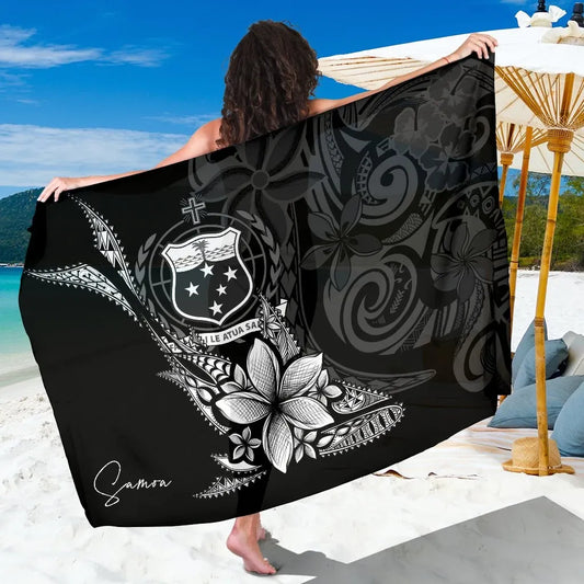 Samoa Sarong - Fish With Plumeria Flowers