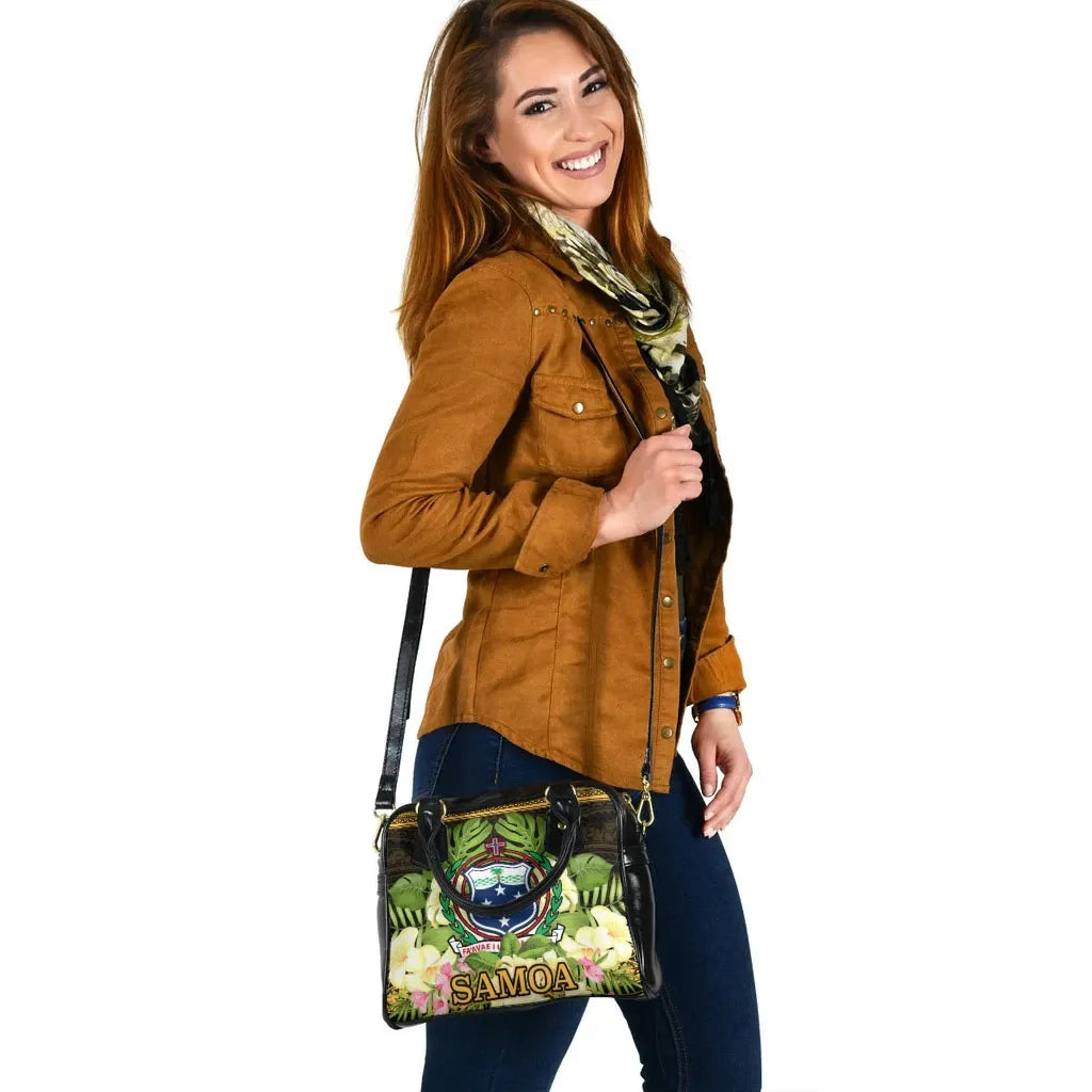 Samoa Shoulder Handbag - Polynesian Gold Patterns Collection