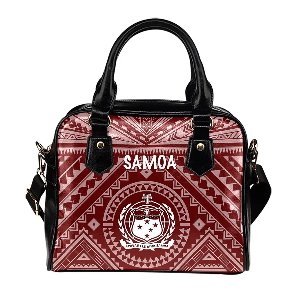 Samoa Shoulder Handbag - Samoa Seal In Polynesian Tattoo Style (Red)