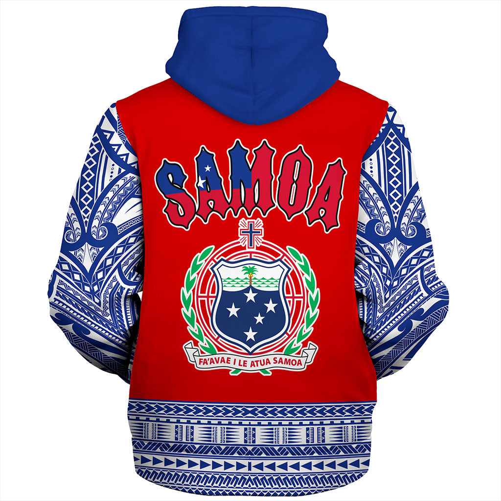 Samoa Sherpa Hoodie Tribal Polynesia Printed Flag Simple Style