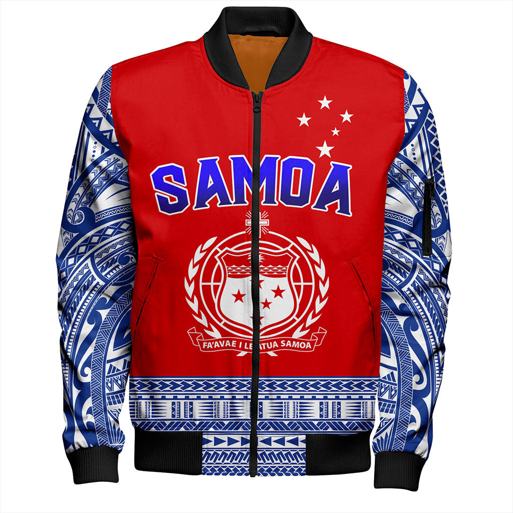 Samoa Bomber Jacket Tribal Polynesia Printed Flag Simple Style