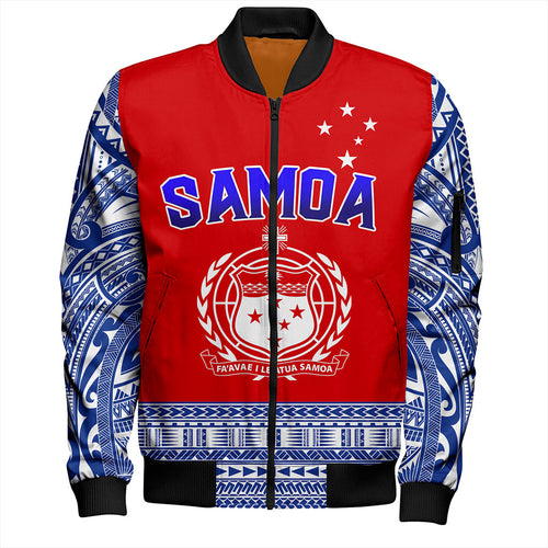 Samoa Bomber Jacket Tribal Polynesia Printed Flag Simple Style
