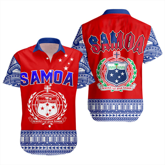 Samoa Short Sleeve Shirt Tribal Polynesia Printed Flag Simple Style