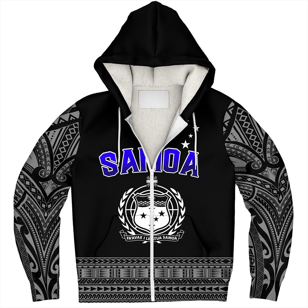 Samoa Sherpa Hoodie Tribal Polynesia Printed Simple Style