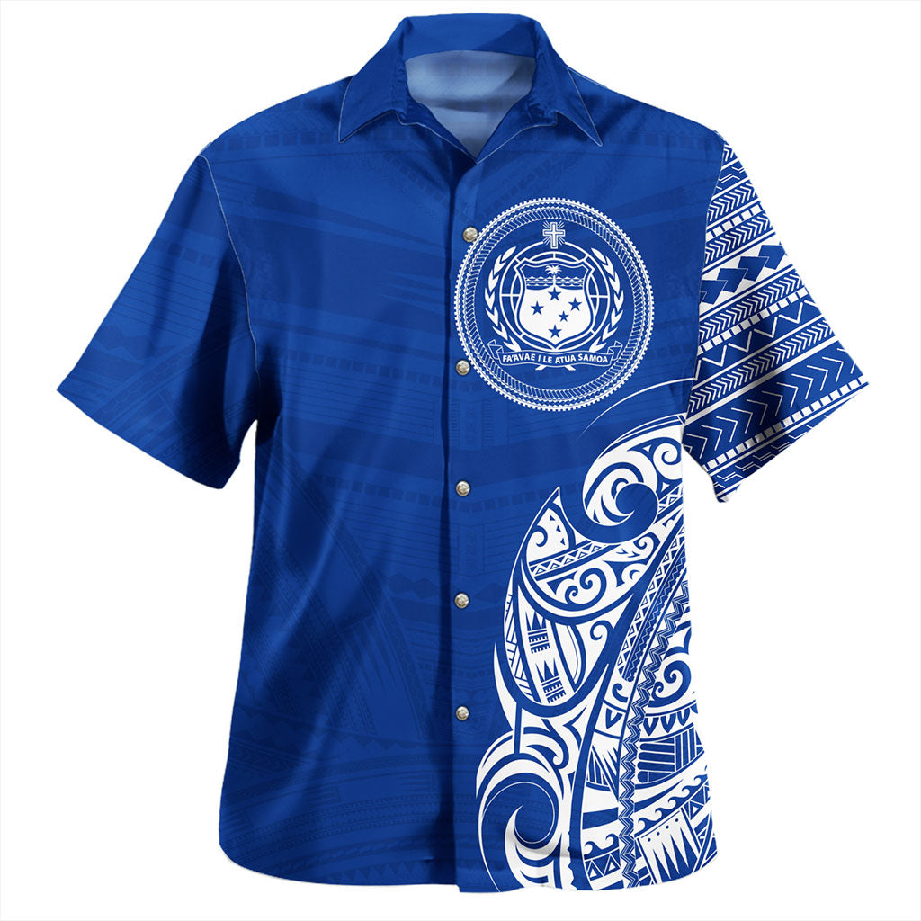 Samoa Hawaiian Shirt Polynesia Tribal Pattern Coat Of Arms