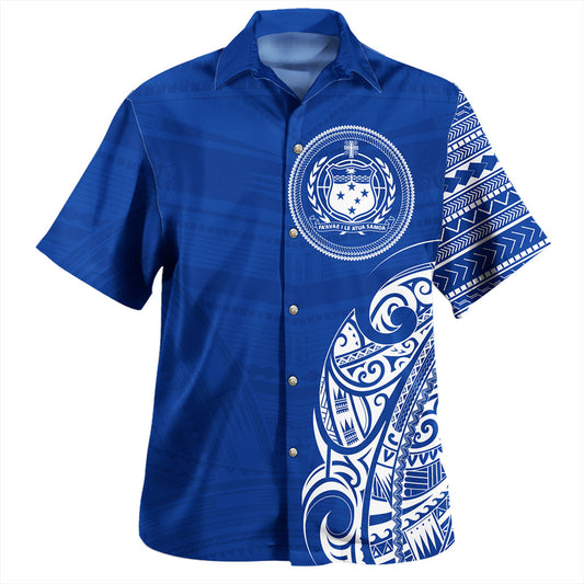 Samoa Hawaiian Shirt Polynesia Tribal Pattern Coat Of Arms