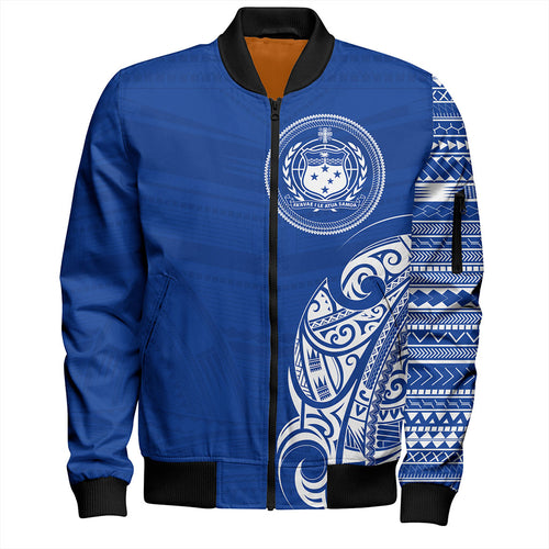 Samoa Bomber Jacket Polynesia Tribal Pattern Coat Of Arms