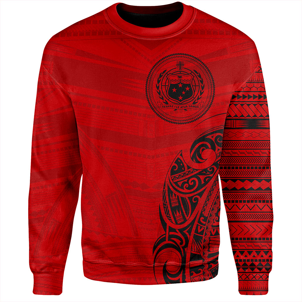 Samoa Sweatshirt Polynesia Tribal Pattern Coat Of Arms