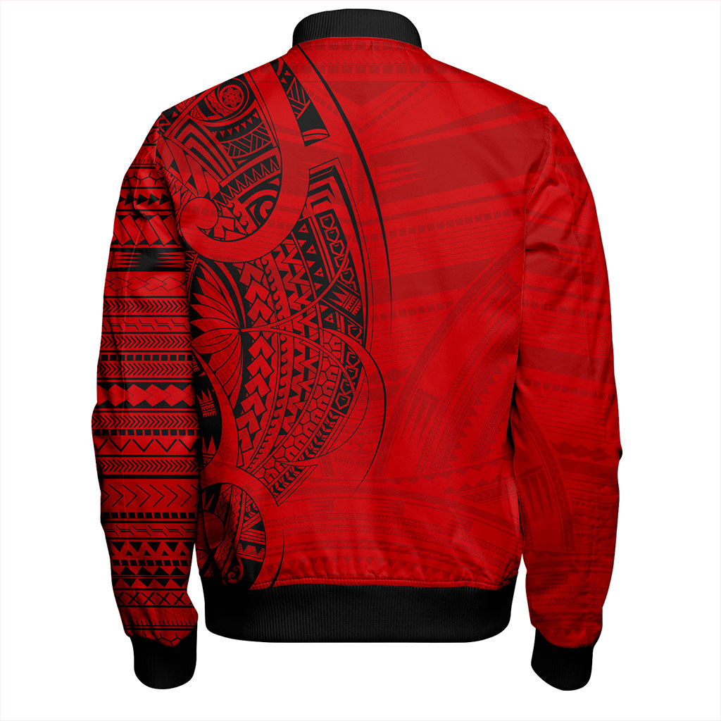 Samoa Bomber Jacket Polynesia Tribal Pattern Coat Of Arms