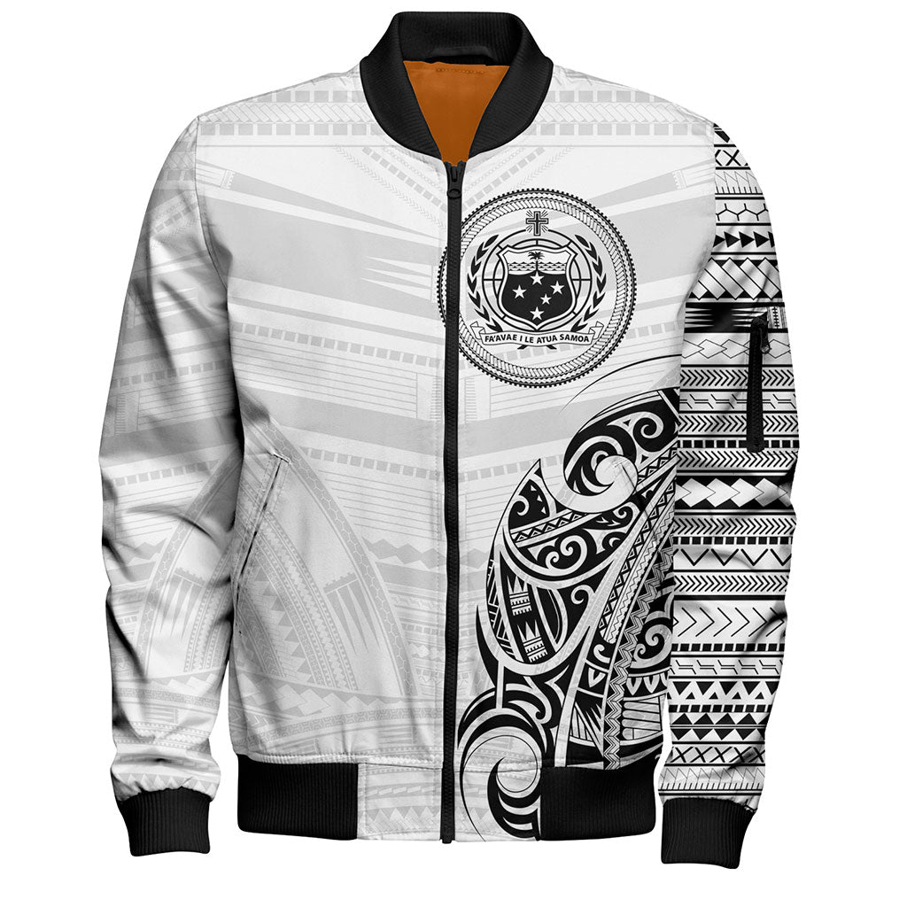 Samoa Bomber Jacket Polynesia Tribal Pattern Coat Of Arms