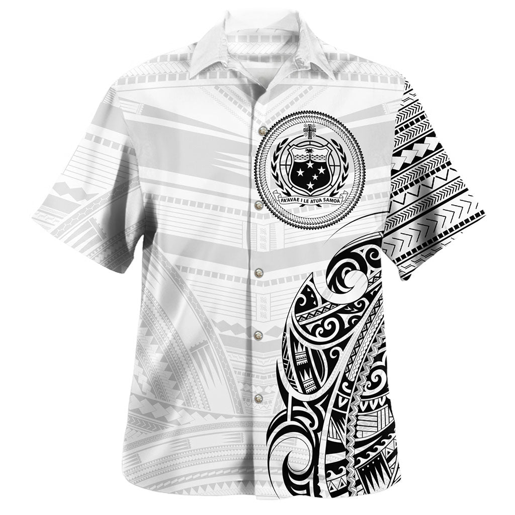 Samoa Hawaiian Shirt Polynesia Tribal Pattern Coat Of Arms
