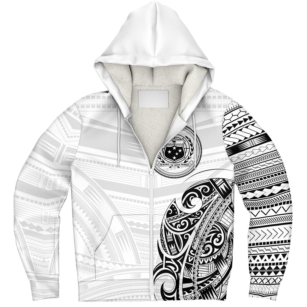 Samoa Sherpa Hoodie Polynesia Tribal Pattern Coat Of Arms