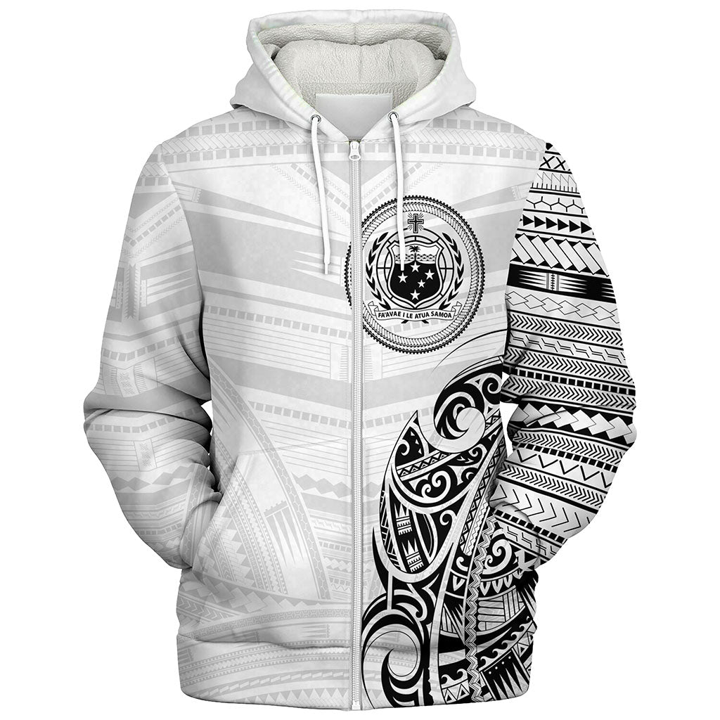 Samoa Sherpa Hoodie Polynesia Tribal Pattern Coat Of Arms
