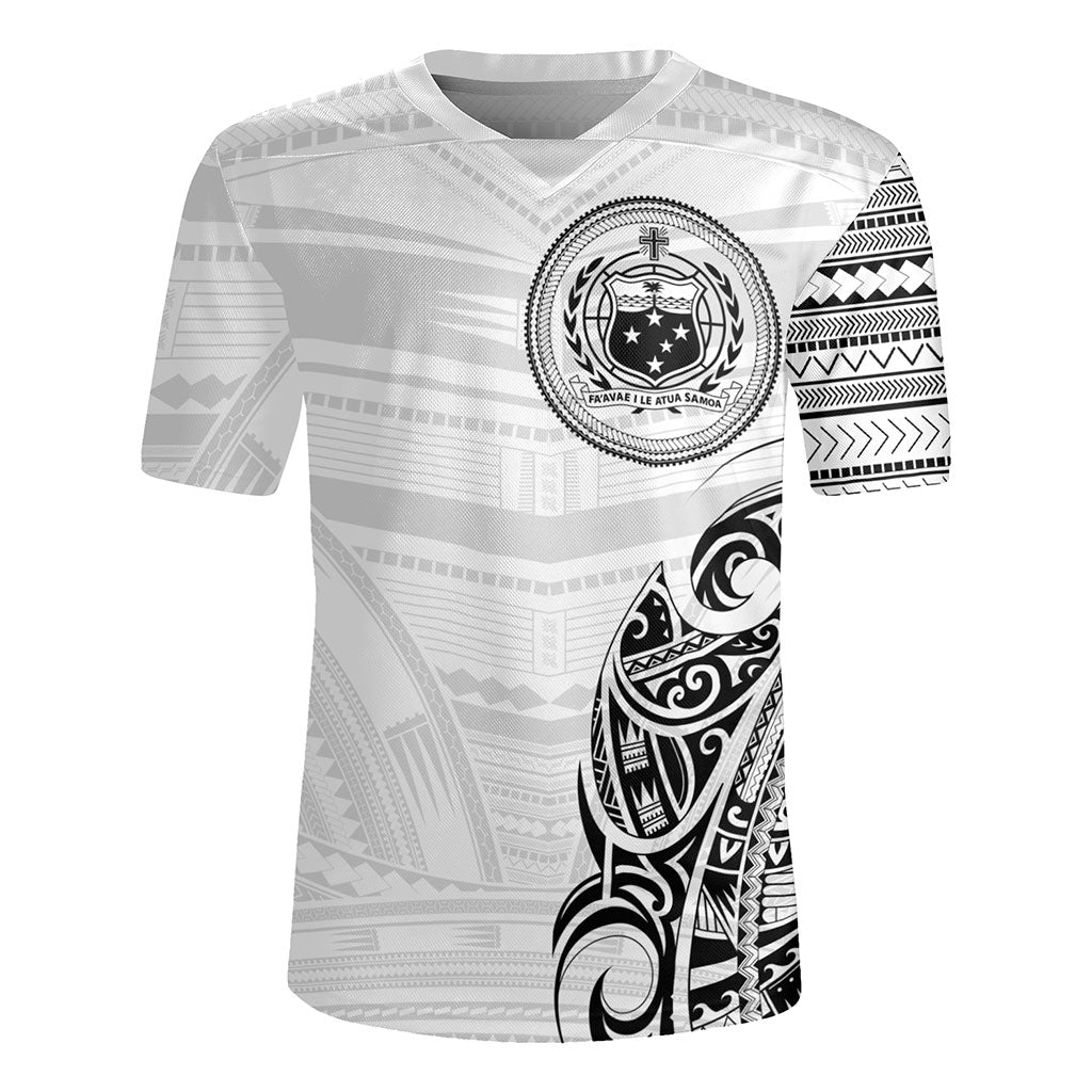 Samoa Rugby Jersey Polynesia Tribal Pattern Coat Of Arms