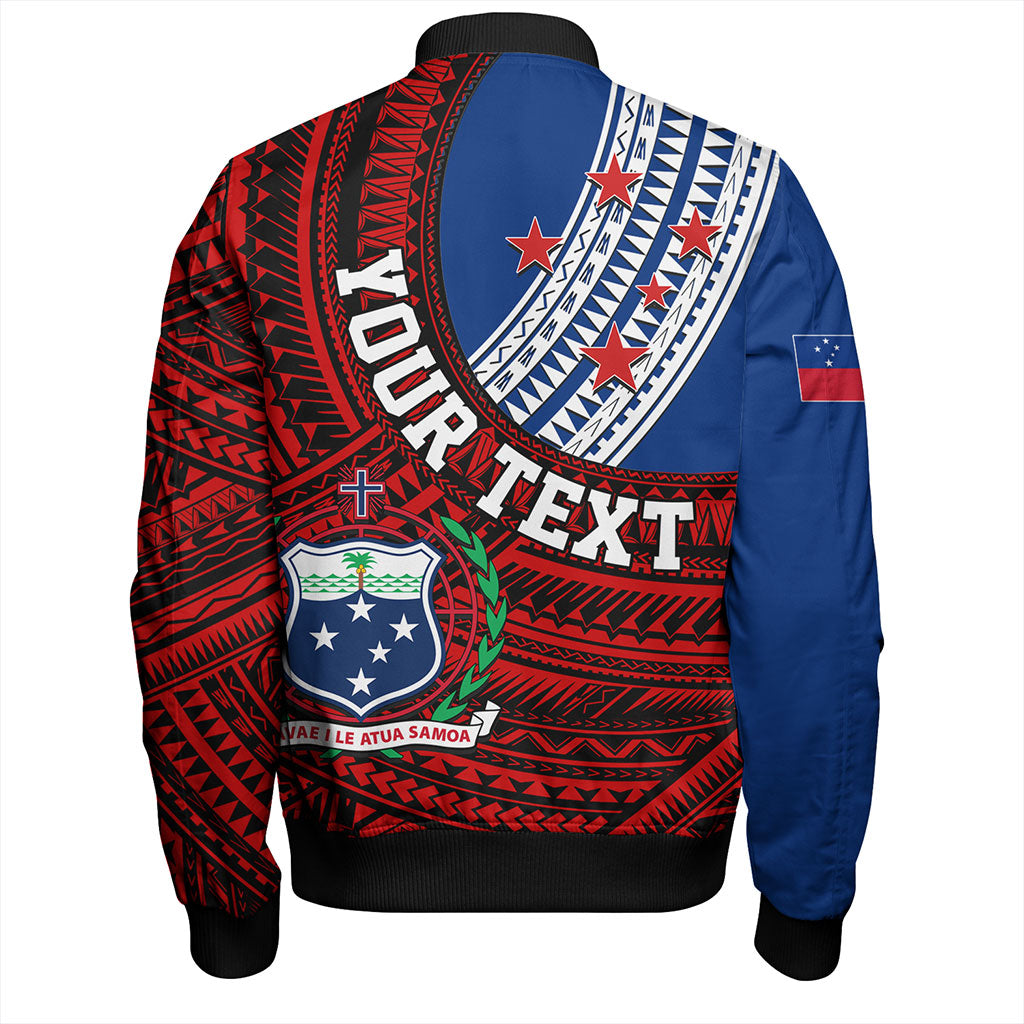 Samoa Bomber Jacket Custom Tribal Polynesian Flag Print