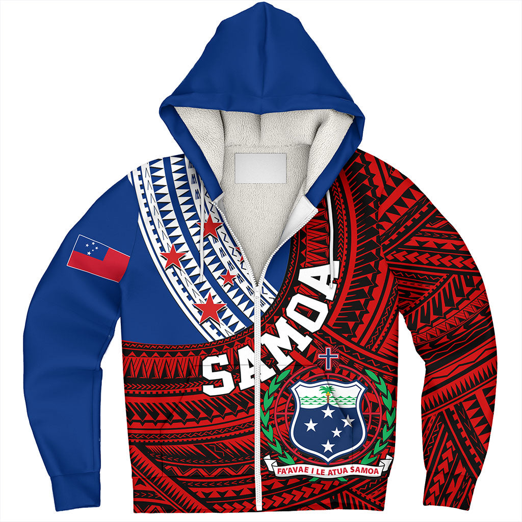Samoa Sherpa Hoodie Custom Tribal Polynesian Flag Print