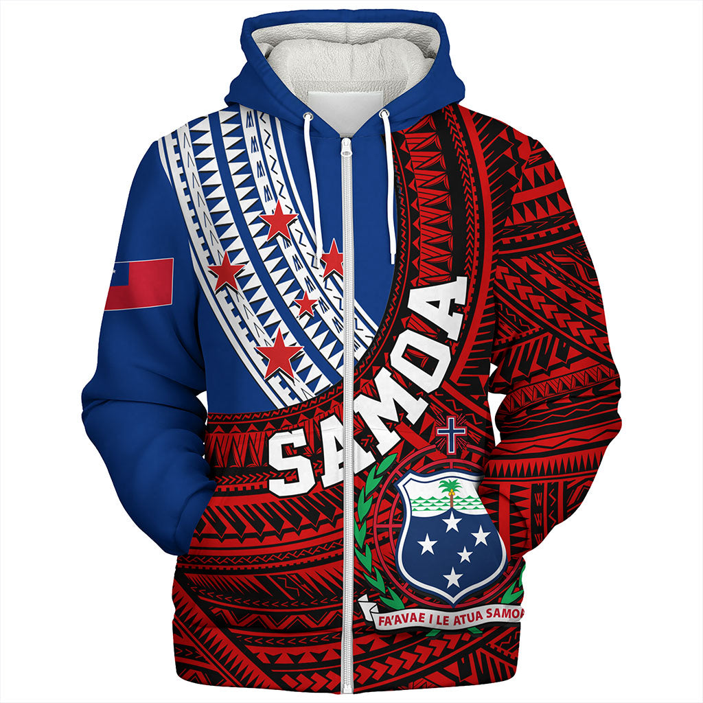 Samoa Sherpa Hoodie Custom Tribal Polynesian Flag Print