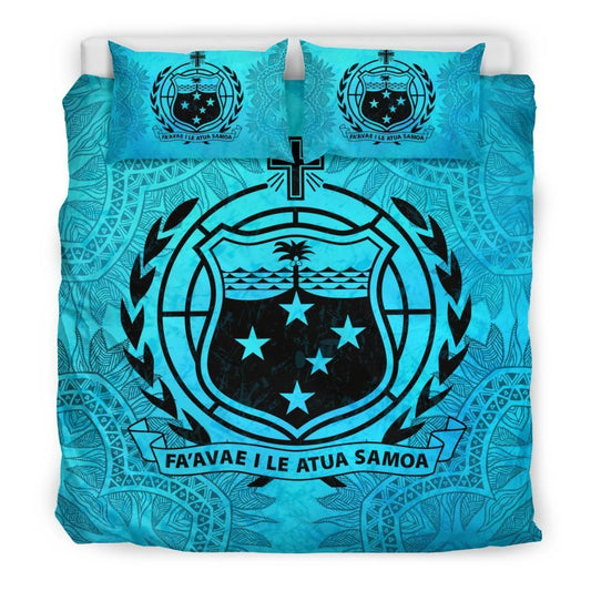 Samoa Duvet Cover Set - Samoa Coat Of Arms Turquoise