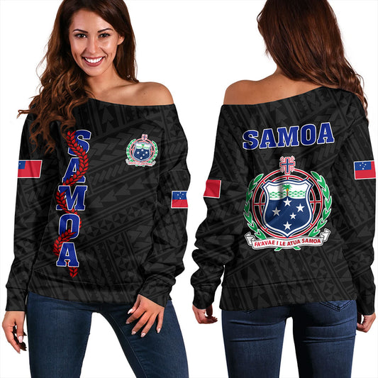Samoa Off Shoulder Sweatshirt Floral Ulafala Lei