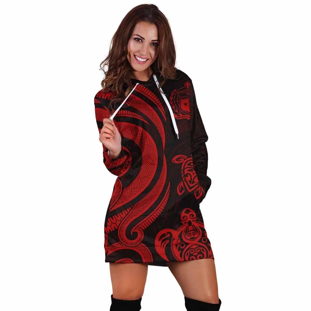 Samoa Female Hoodie Dress - Red Tentacle Turtle