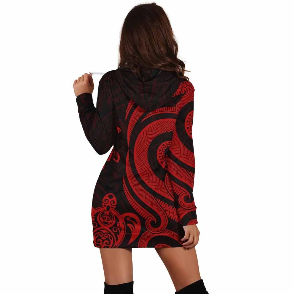 Samoa Female Hoodie Dress - Red Tentacle Turtle