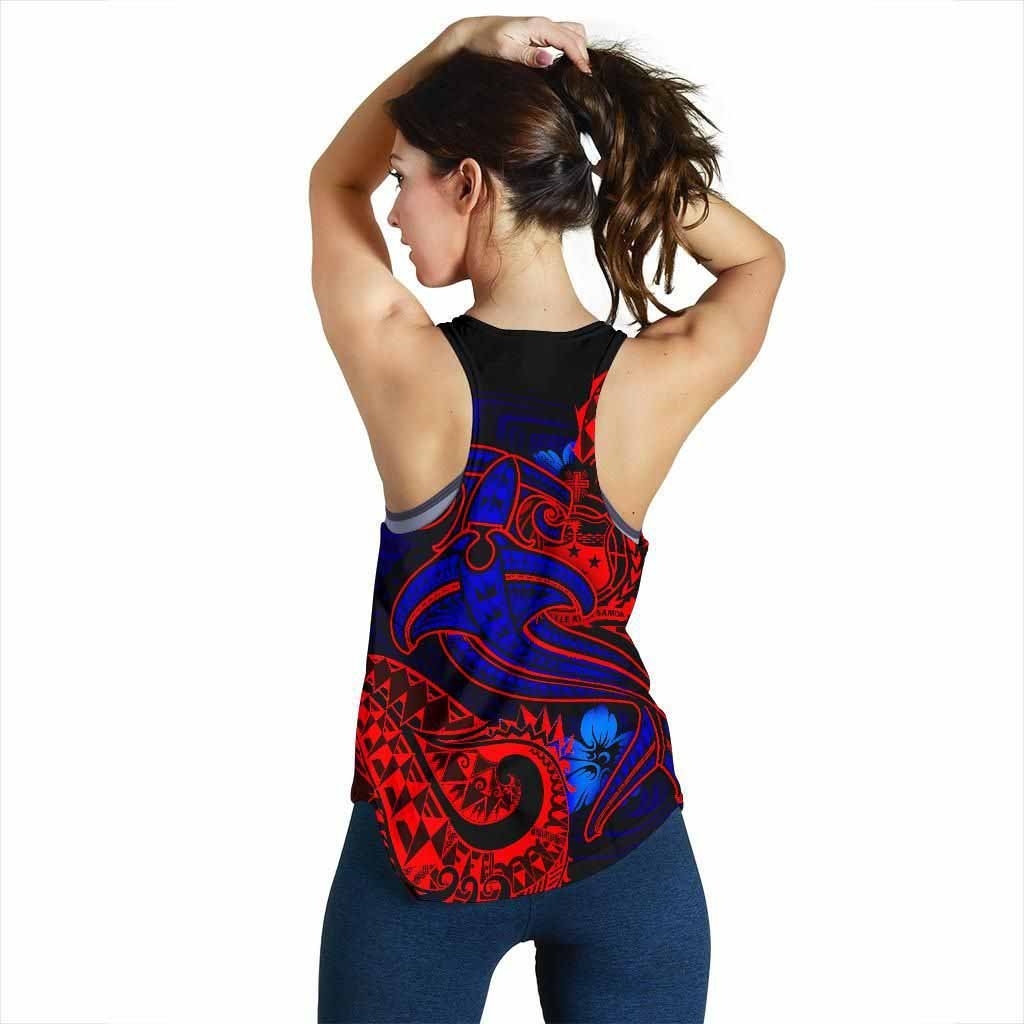 Samoa Women Racerback Tank - Blue Shark Polynesian Tattoo