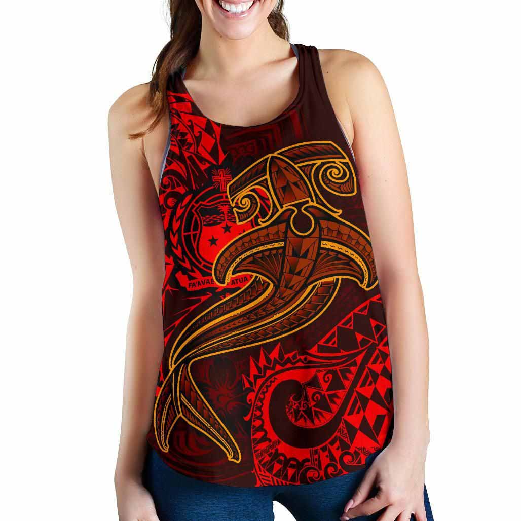 Samoa Women Racerback Tank - Red Shark Polynesian Tattoo