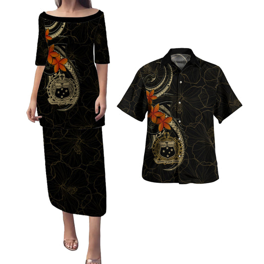 Samoa Combo Puletasi And Shirt Tribal Hibiscus Plumeria