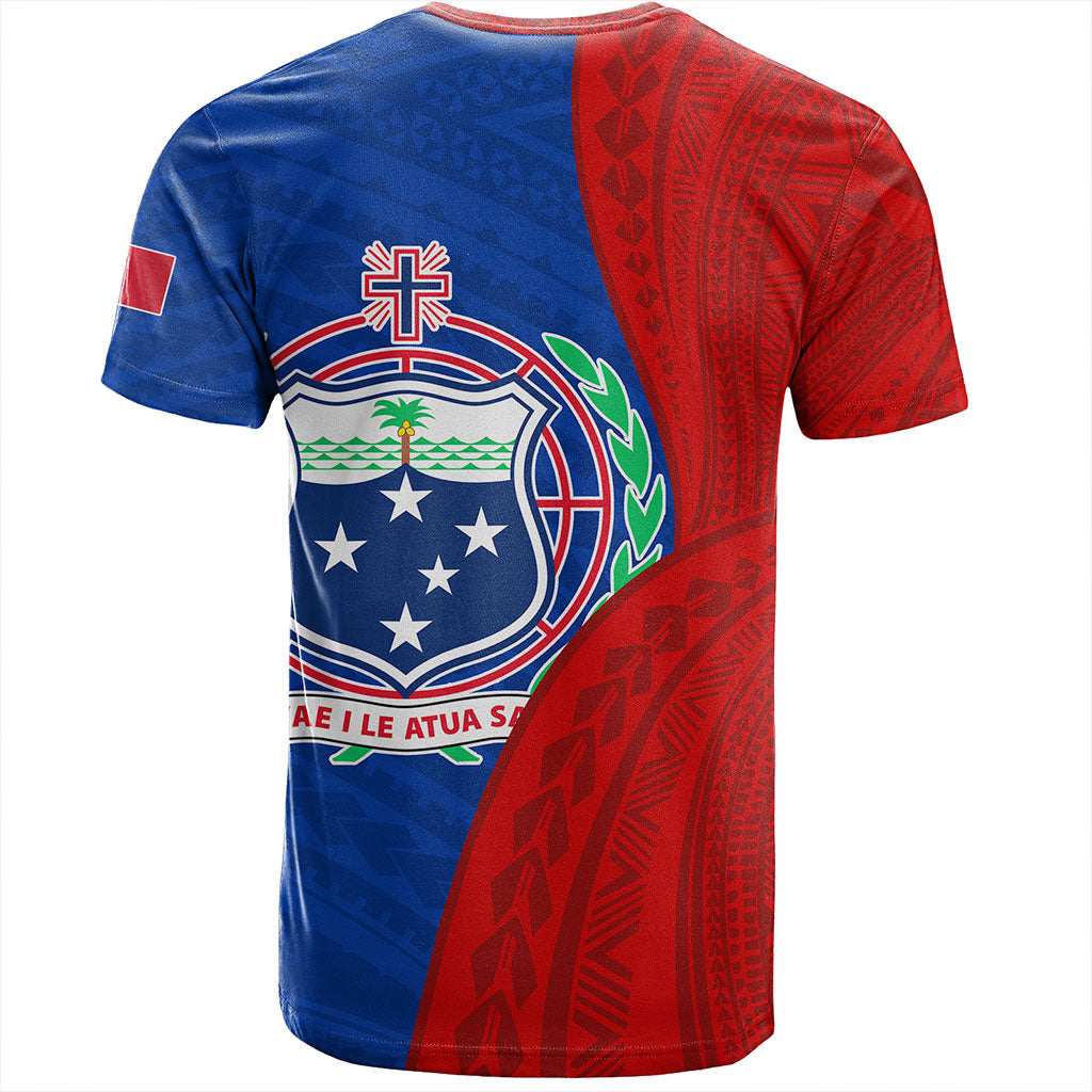 Samoa T-Shirt Custom Polynesian Pattern With Coat Of Arms