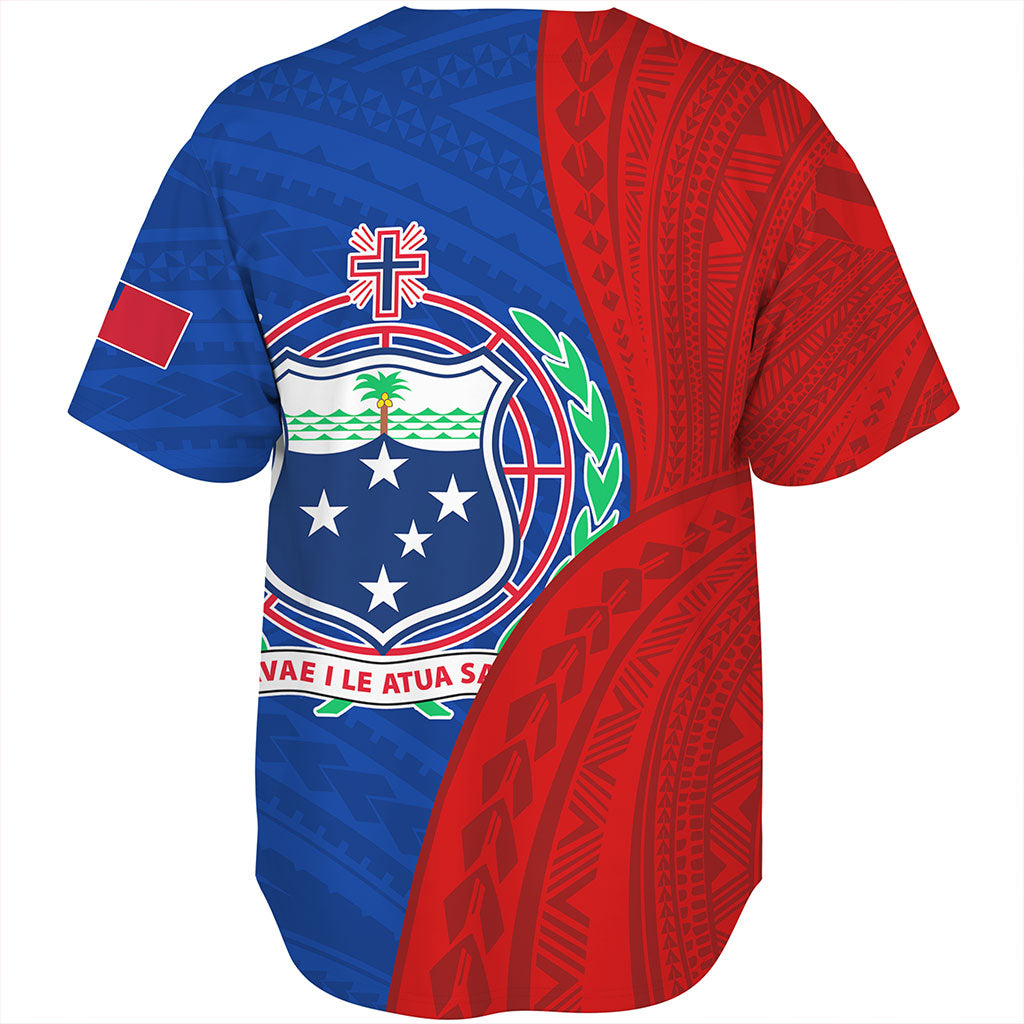 Samoa Baseball Shirt Custom Polynesian Pattern With Coat Of Arms