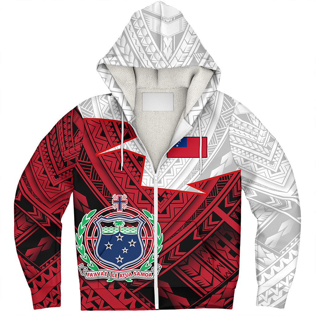 Samoa Sherpa Hoodie Polynesian Tattoo Flag And Coat Of Arms