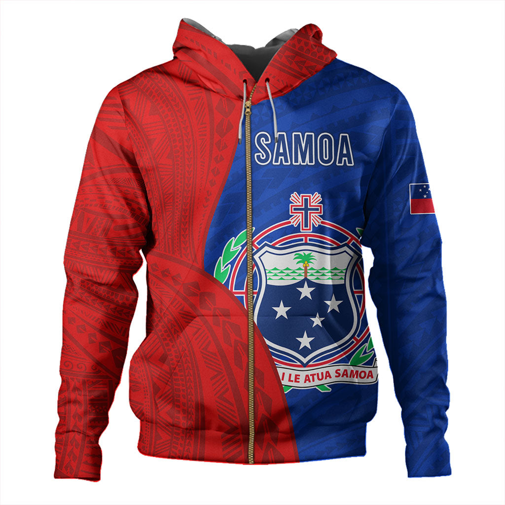 Samoa Hoodie Custom Polynesian Pattern With Coat Of Arms