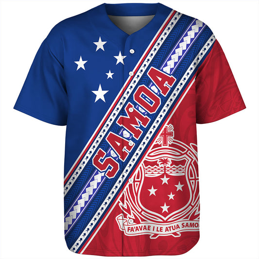 Samoa Baseball Shirt Flag And Coat Of Arms
