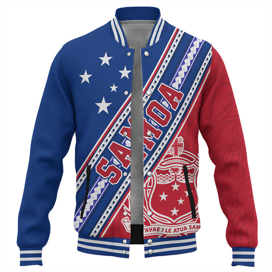 Samoa Baseball Jacket Flag And Coat Of Arms