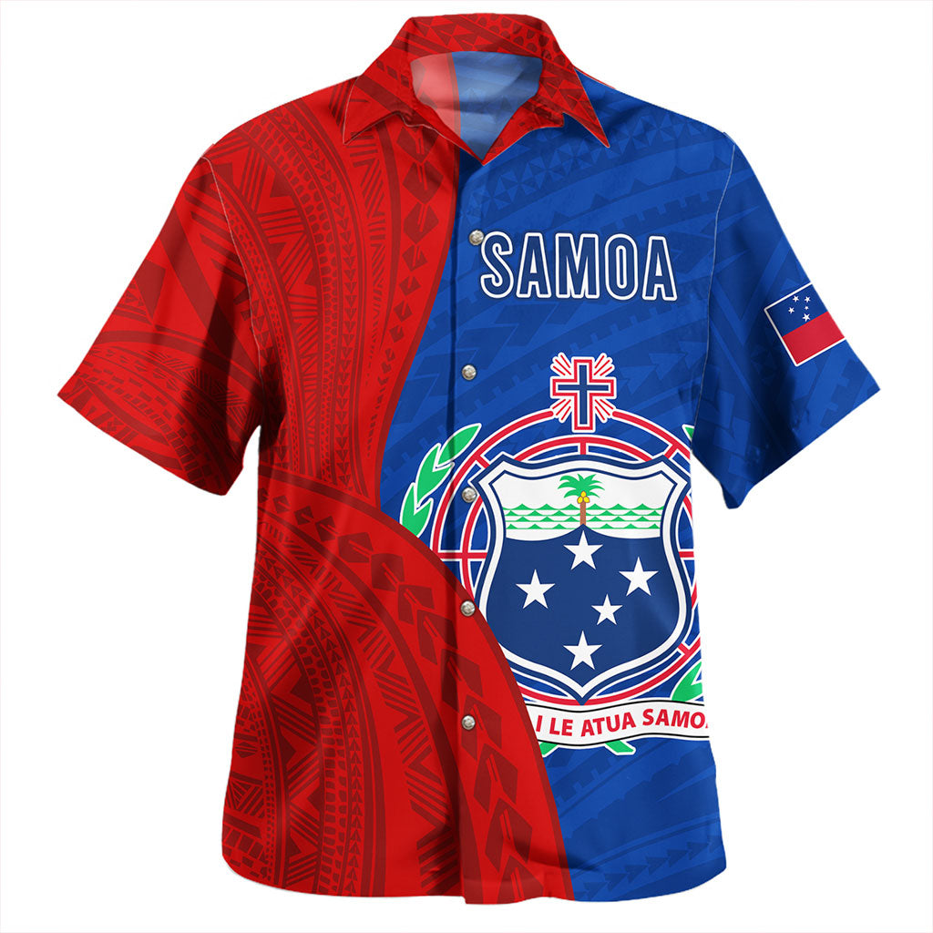 Samoa Hawaiian Shirt Custom Polynesian Pattern With Coat Of Arms