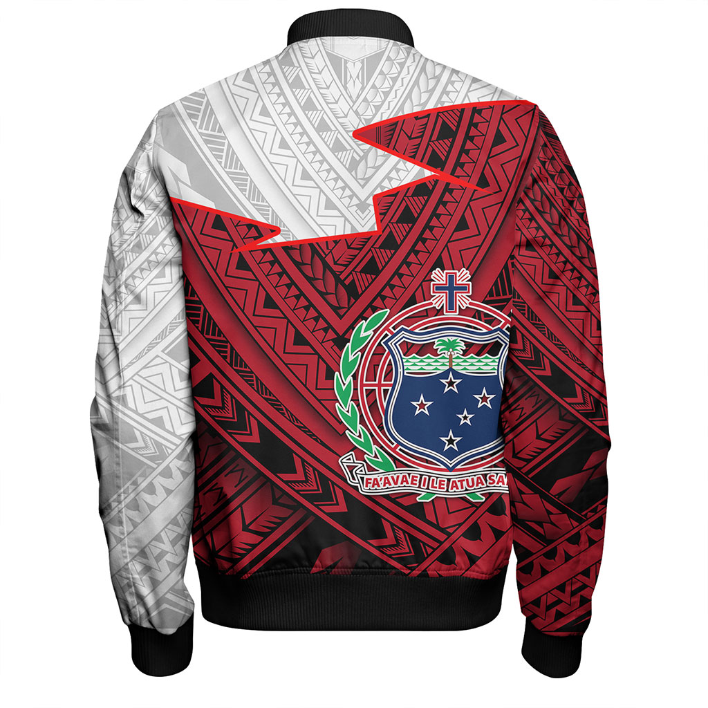 Samoa Bomber Jacket Polynesian Tattoo Flag And Coat Of Arms